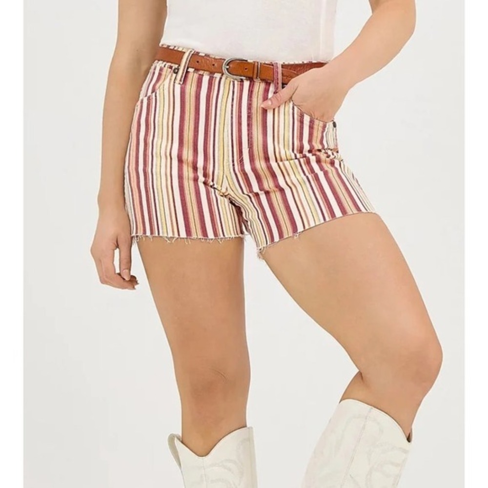 NWT Wrangler High Rise Cowboy Short Retro Striped Rodeo Country Western Women 28